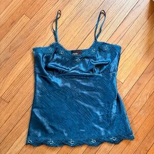 Studio Y Blue Satin Camisole with Lace